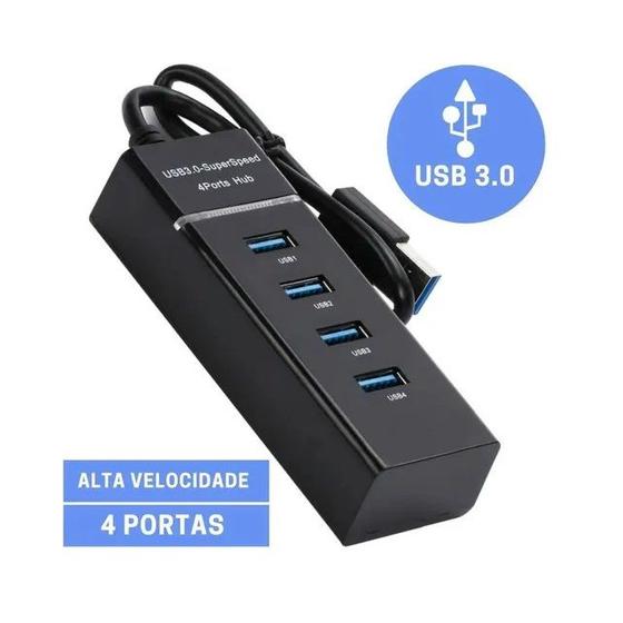Imagem de Hub Usb 3.0 Extensor 4 Portas Alta Velocide Pen Drive Mouse