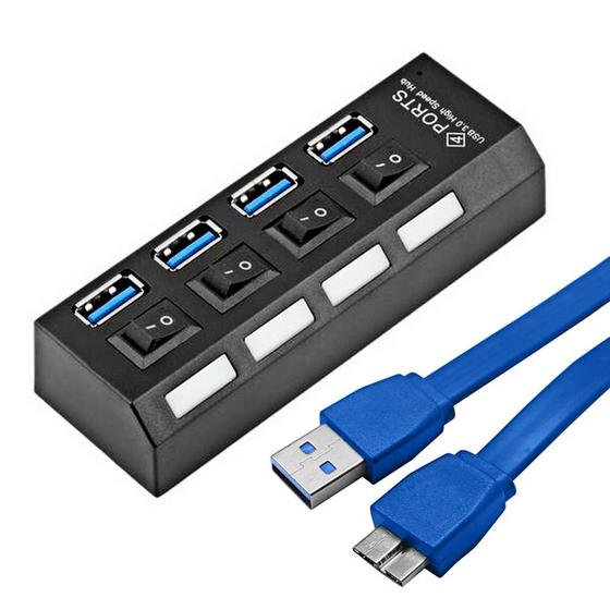 Imagem de Hub Usb 3.0 Super Speed com botão de liga e desliga