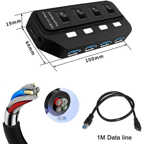 Imagem de Hub USB 3.0 Superspeed com 4 Portas