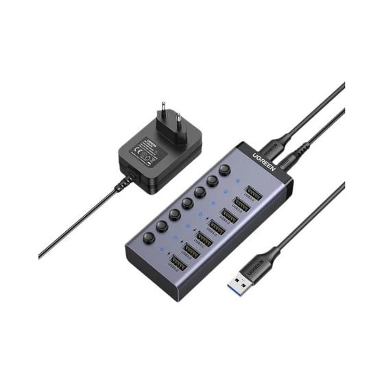 Imagem de Hub USB 3.0 Ugreen de 7 Portas com Switch Individual e LED