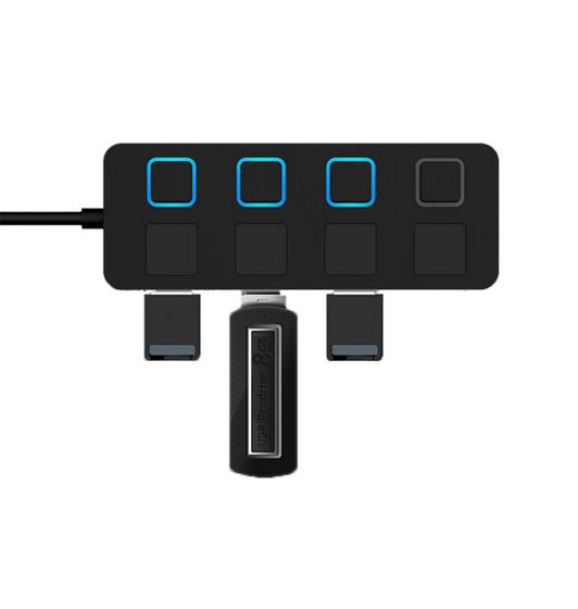 Imagem de Hub USB 4 Portas 3.0/2.0 - Adaptador Divisor com Alimentação Rápida para Laptop e PC