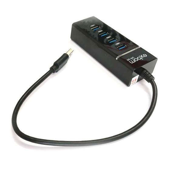 Imagem de Hub USB 4 Portas 3.0 - Exbom: Conectividade Rápida e Confiável para Seus Dispositivos