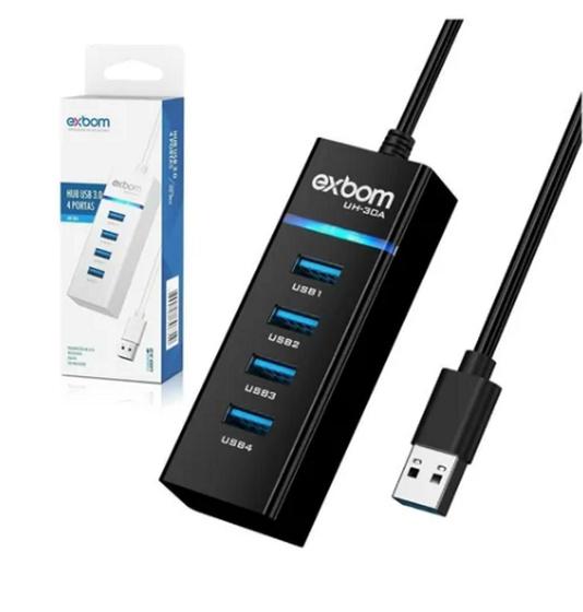 HUB USB 4 portas Cabo Extensor 3.0 Exbom Menor preço em HUB USB 4 portas Cabo Extensor 3.0 Exbom