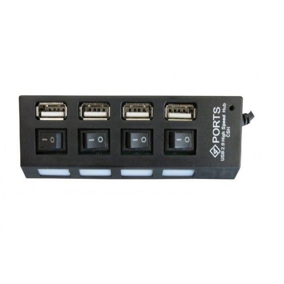 Imagem de Hub USB 4 Portas Extensor Hi-Speed 480 Mbps USB 2.0 Preto