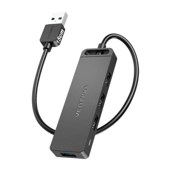 Imagem de Hub USB 4 Portas USB 3.0 Vention 5gbps Com Alimentação 15cm