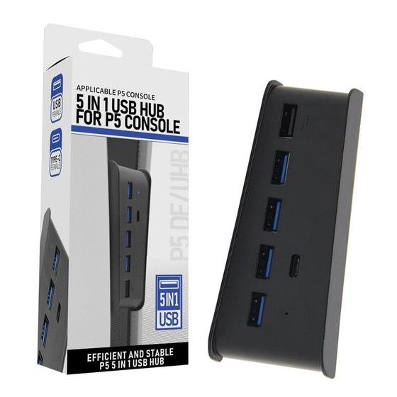 Imagem de Hub USB 5 Portas Compatível Com Playstation 5 Digital e Ultra Carregador