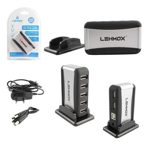 Imagem de Hub Usb 7 Portas USB 2.0 Com Fonte HUB 480MPS LEY-88 Lehmox