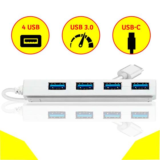 Imagem de Hub USB Adaptador Tipo C 3.0 4 Portas Ultra Velocidade