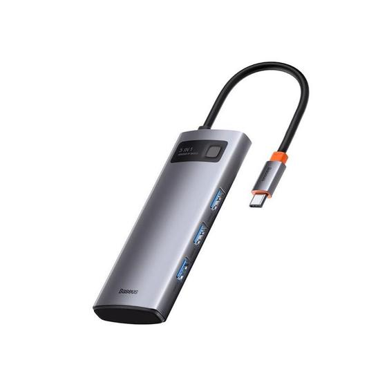 Imagem de Hub Usb C 5 Em 1 Baseus Wkwg020013 3 A 3.0 Hdmi 4K Pd Cinza