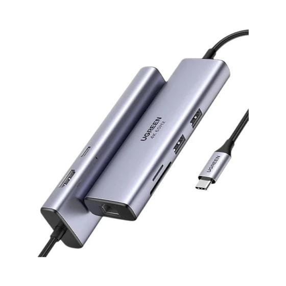 Imagem de Hub USB-C 7 em 1 Ugreen 4K60Hz - HDMI, PD 100W, SD, TF, RJ45 e USB 3.0 5Gbps