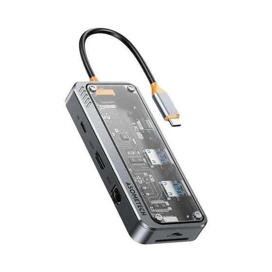Imagem de Hub USB C 8 Em 1 Para MacBook, USB C Para HDMI, RJ45, Leitor De Cartão SD TF, Adaptador USB 3.0 100W
