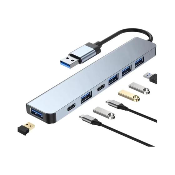 Imagem de Hub USB-C 8 Portas com Leitor de Cartão SD/TF - Docking Station para Macbook Air e PC