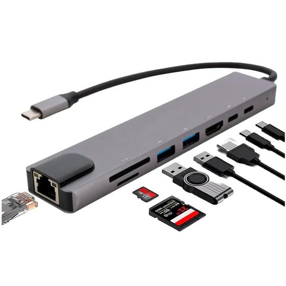 Imagem de Hub USB-C 8 portas multifuncional 9561, MD9  MD9