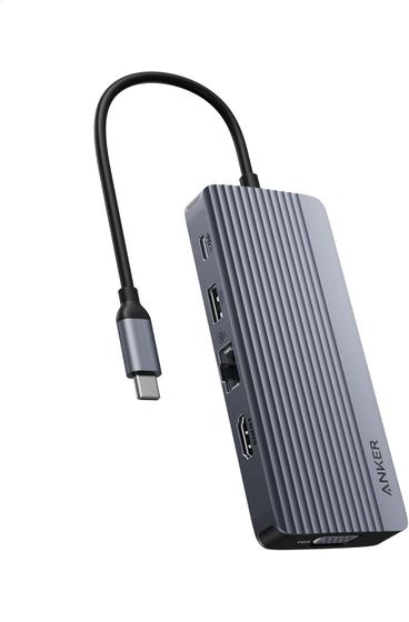 Imagem de Hub USB-C Anker com tela dupla 10 em 1 HDMI 4K @30Hz VGA 1080p