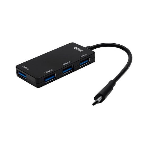 Imagem de Hub USB-C com 4 Portas USB 3.0 Preto OEX HB103