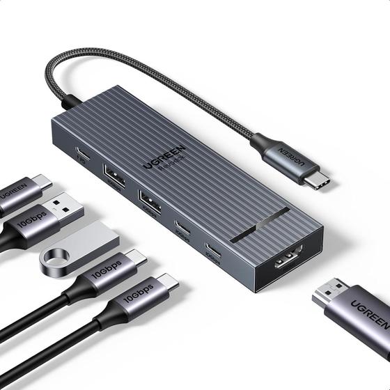 Imagem de Hub Usb C E Usb 3.2 10Gbps Adaptador Hdmi 4K Tipo C 100W Pd