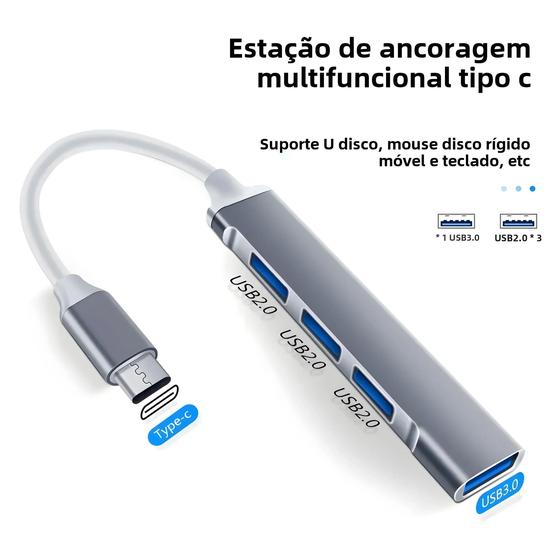 Imagem de Hub USB-C Tipo-C - Docking Station com 4 Portas USB 3.0 para Computador e Celular