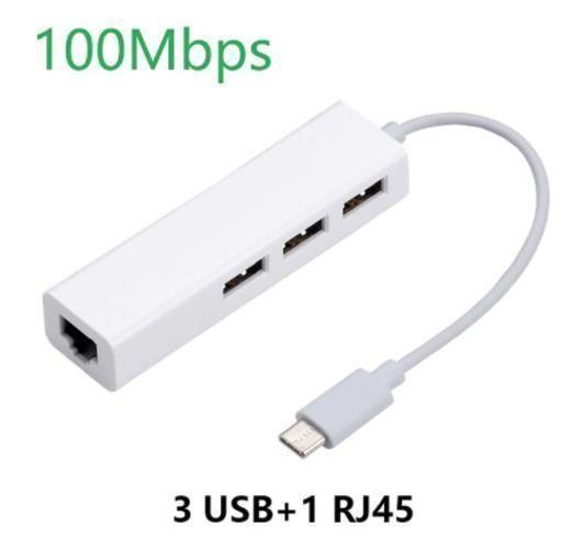 Imagem de Hub Usb C Usb-C Ethernet Rj45 Lan Placa De Rede 3X Usb A