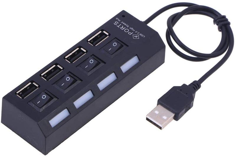 Imagem de Hub USB portátil  com 4 portas USB 2.0 de alta velocidade Hub de expansão de dados divisor USB