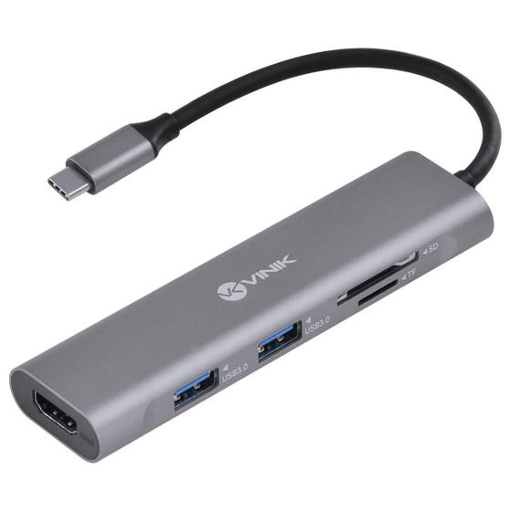 Imagem de Hub USB Tipo C 5 em 1 c/ USB 3.0, HDMI, Cartão - HC-5