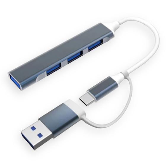Imagem de Hub Usb Tipo C e A 3.0 4 Portas Usb 3.0 5 Gbps Para Computador Celular