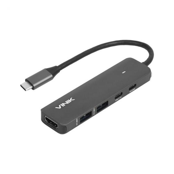 Imagem de Hub usb type c 5 em 1 - 2x usb 3.0 + hdmi 4k + type c pd 100w + type c dt vinik - hv51c