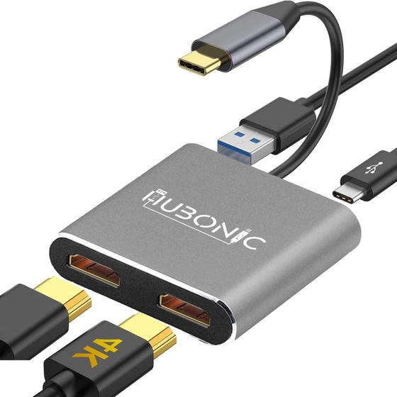 Imagem de HUBONIC HUB Adaptador Dual Duplo HDMI 4K 1080P USB C 4 em 1