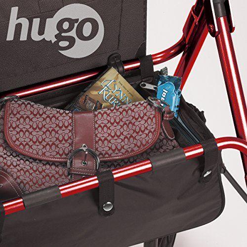 Imagem de Hugo Mobility 700-961 Rollator dobrável Walker com assento e alforje, vermelho