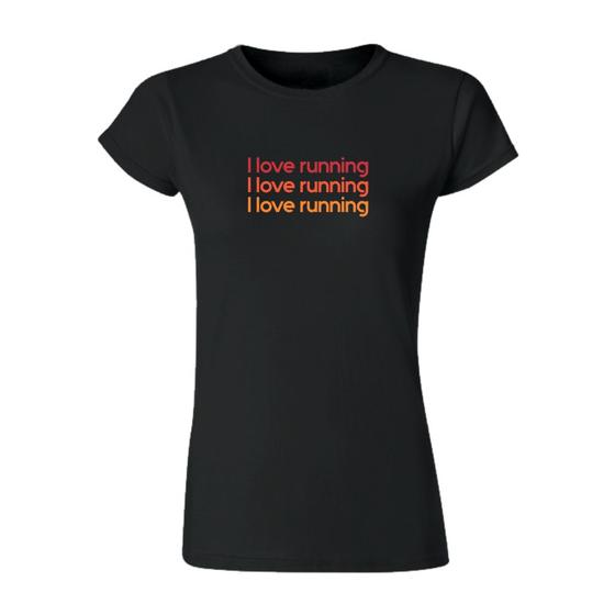 Imagem de I Love Running Baby Look Feminina Para Corrida - Preta