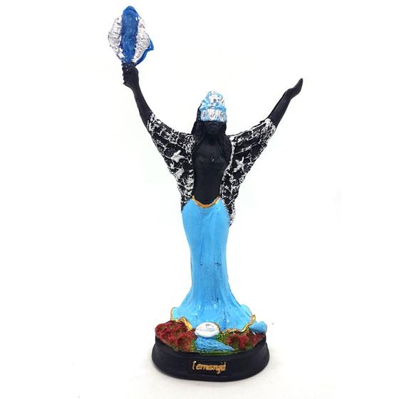 Imagem de Iemanjá Orixá Estátua Imagem Rainha Mar Resina Negra 15 cm