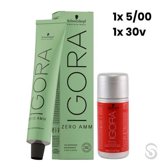 Imagem de Igora Zero Amm 1x5/00 Castanho Claro Nat. Ex 60ml + Ox 30V