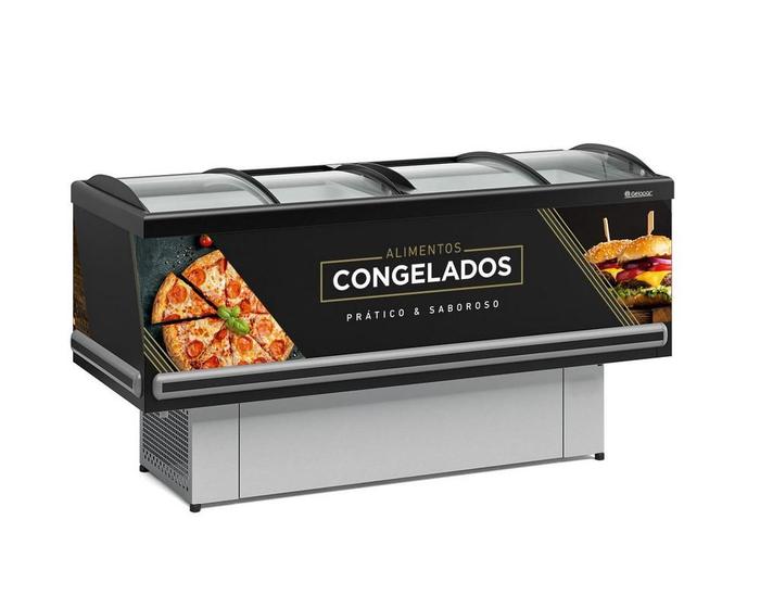 Imagem de Ilha De Congelados Plus Gesv-190c Preto Vidro Curvo 220V - Gelopar