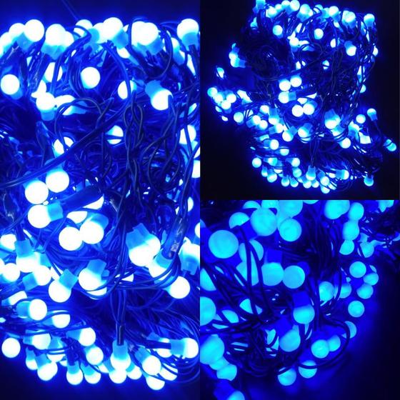 Imagem de Iluminação Natalina Azul Rede 200 Leds Bolinhas Azuis Estático 2x2M 127V.