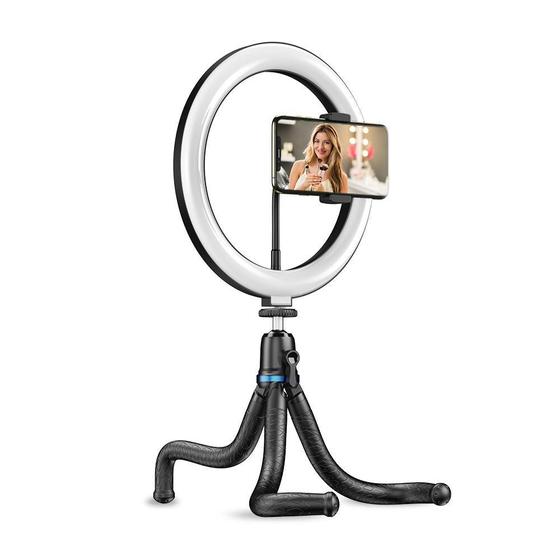 Iluminador Circular De Led Ring Light 26Cm Com Tripé - Apexel Imagem de Iluminador Circular De Led Ring Light 26Cm Com Tripé