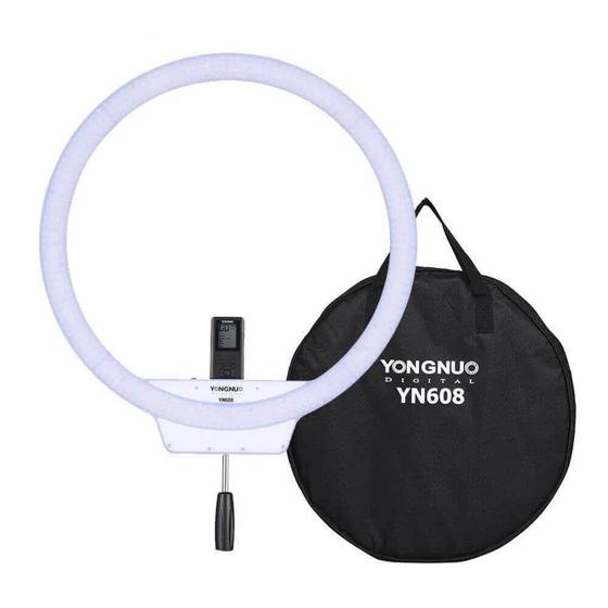 Iluminador Circular Led Yongnuo YN608 Bi-Color Video Ring Light com Controle Remoto Menor preço em Iluminador Circular Led Yongnuo YN608 Bi-Color Video Ring Light com Controle Remoto