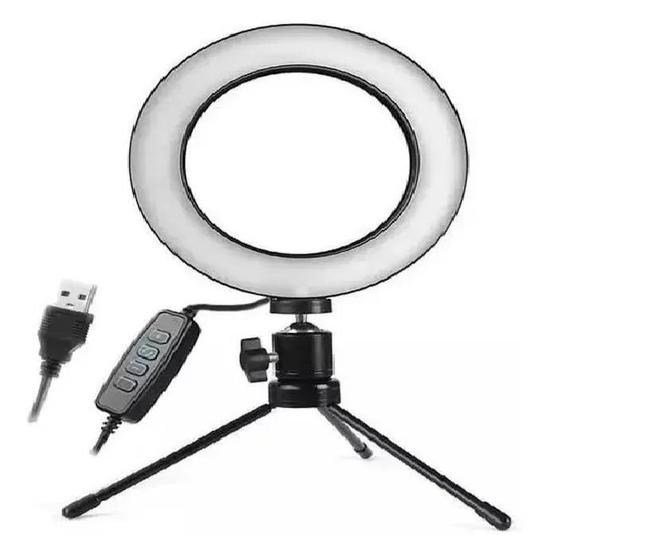 Imagem de Iluminador De Led Com Tripe Ring Light Usb 16Cm 3500K 5500K