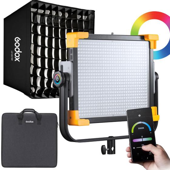 Imagem de Iluminador De Led Profissional Completo Godox Ld75r Rgb Com Softbox Grid