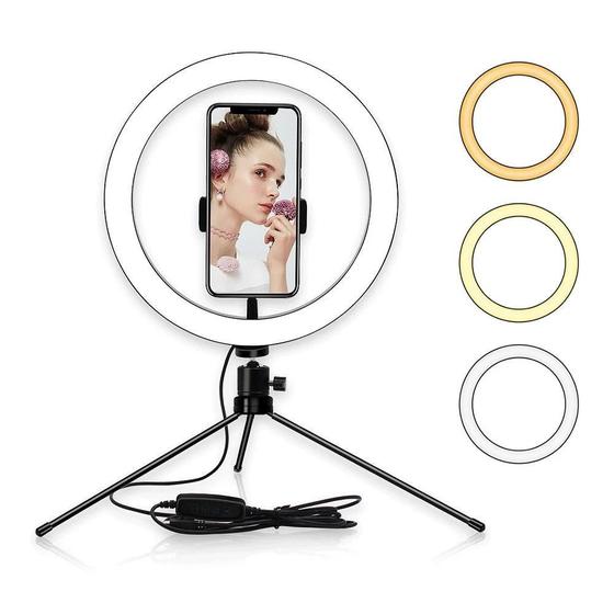 Imagem de Iluminador Ring Light 10 Polegadas (26Cm) Com Tripé De Mesa