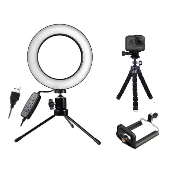 Imagem de Iluminador Ring Light 20 cm Luz Led Selfie Kit Youtuber