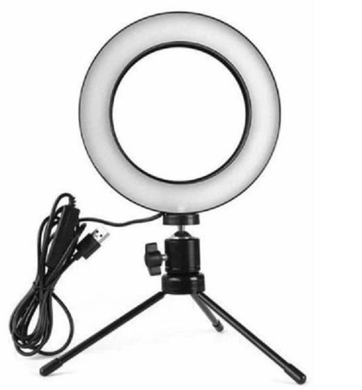 Imagem de Iluminador Ring Light 6 Polegadas (16cm) com Tripé e Suporte para Celular