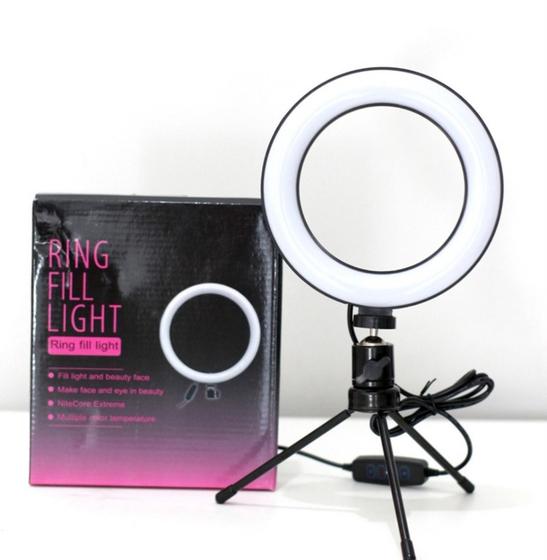 Imagem de Iluminador Ring Light 6 polegadas com tripé de mesa Usb 16cm - Led