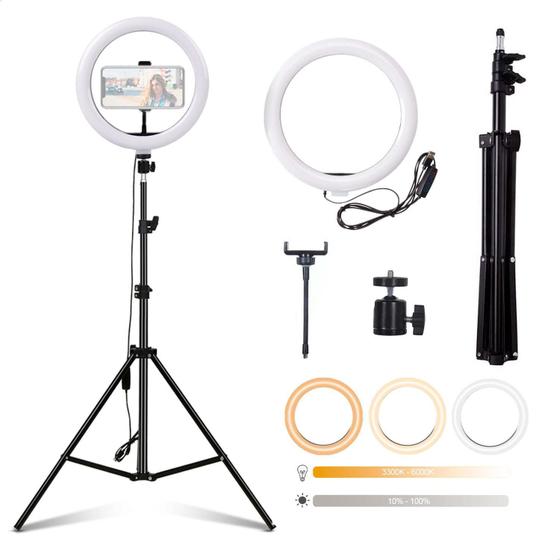 Imagem de Iluminador Ring Light Anel Luz 26Cm Make Fotos Com Tripé U