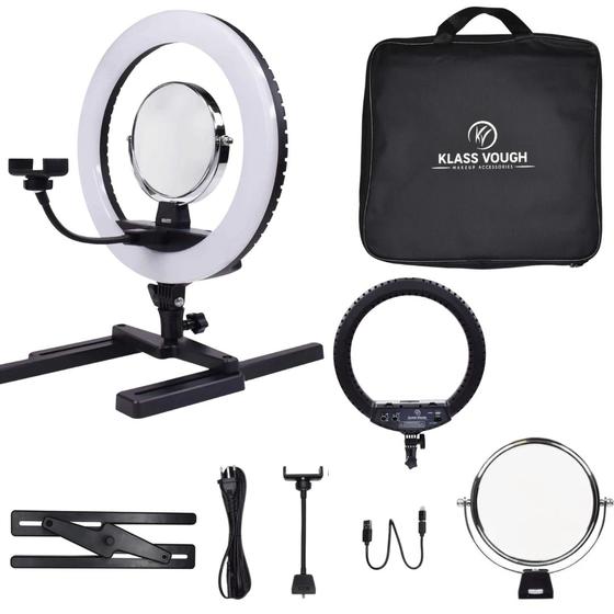 Imagem de Iluminador Ring Light Aro de Luz Led Com Apoio Profissional de Mesa e Estojo RL-003 Klass Vough