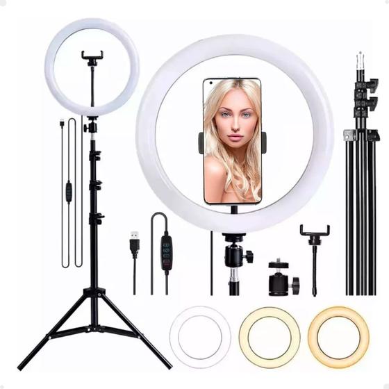 Imagem de Iluminador Ring Light Lorben Arco Aro De Led 26cm 10 Polegadas Selfie Youtuber Blogueiro Maquiagem GT6312