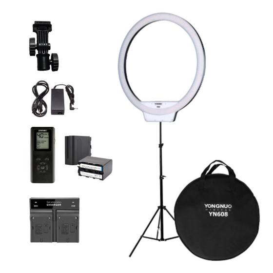 Imagem de Iluminador Ringlight Yongnuo Yn608+fonte+2bateria+carregador