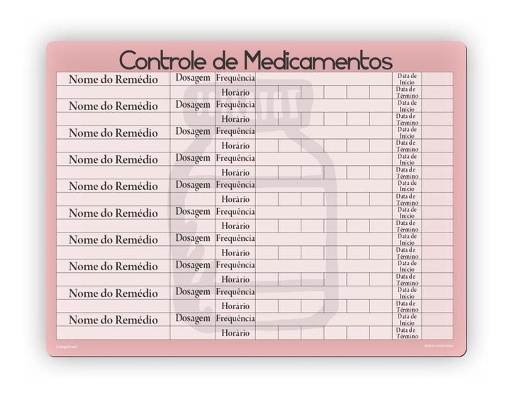 Imagem de Ímã De Geladeira Controle De Medicamentos Rosa