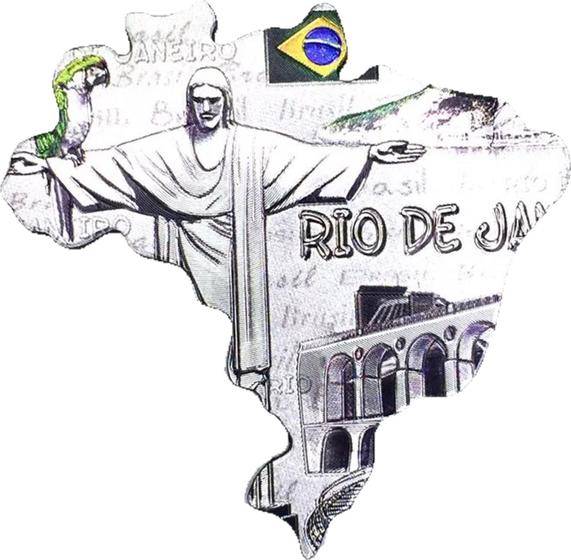 Imagem de Imã de Geladeira Mapa Brasil Lembrança do Rio De Janeiro Souvenir