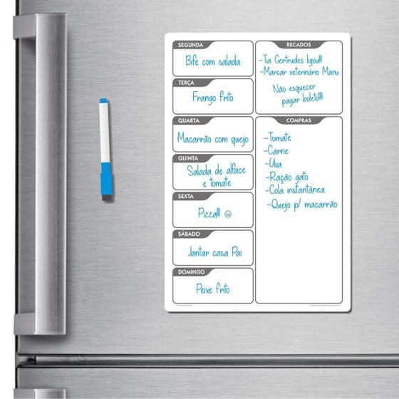 Imagem de Ímã de geladeira porta recados planner 20 x 30cm modelo branco