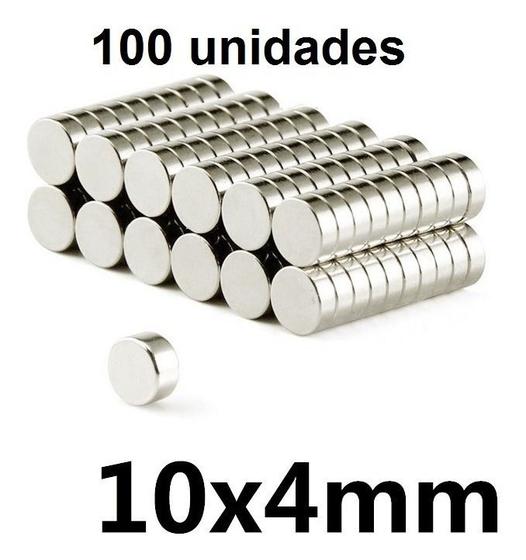 Imagem de Imã Neodímio Super Forte Trava Tudo N35 10x4 Ima 100 Pcs