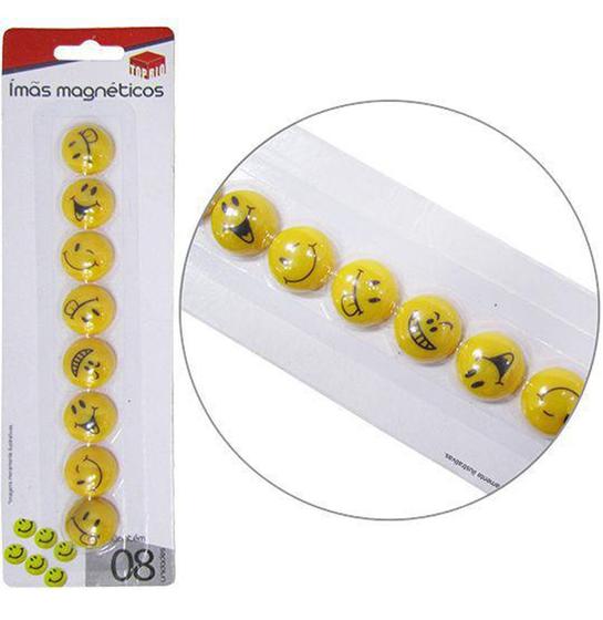 Imagem de Ima / Prendedor Magnetico Multiuso Emoticons Kit Com 8 Pecas - Oem